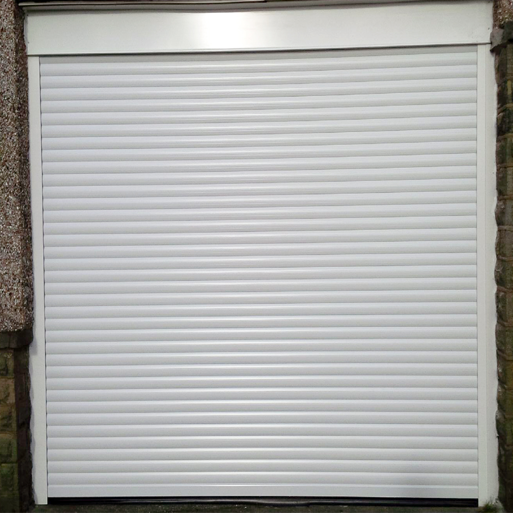White Insulated Automated Roller Garage Door